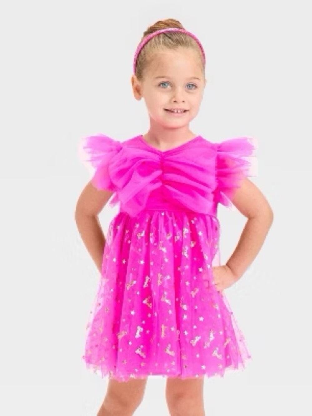 Barbie Girl’s Bright Pink Tulle Party Dress - 4T